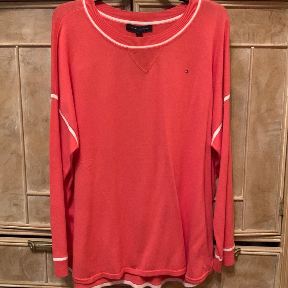 Brand new Tom Hilfiger top, peach/pink with white stripes. Smoke & pet free home